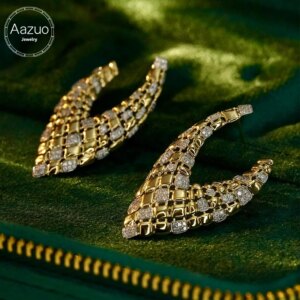 Aazuo Fashion Jewelry 18K Yellow Gold Natrual Real Diamond 0.80 Fashion Stud Earring For Woman Upscale Trendy Wedding Engagement