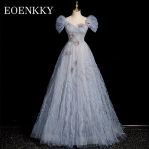 Glitter Off Shoulder Prom Celebrity Dresses Dreamy Sparkly Beading 3D Flowers A Line Special Occasion Dress فساتين حفلة موسيقية