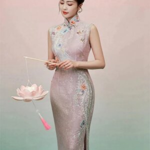 New Chinese Style Improved Cheongsam with Unique Bottoming Dress