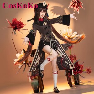 CosKoKo Hu Tao Cosplay Costume Hot Game Genshin Impact Sweet Lovely Uniform Full Set Women Halloween Party Role Play Clothing
