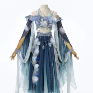 Design Improve Hanfu National Style Han Elements Bodice Skirt Suit Carnival Halloween Cos Cosplay Suspenders Blue