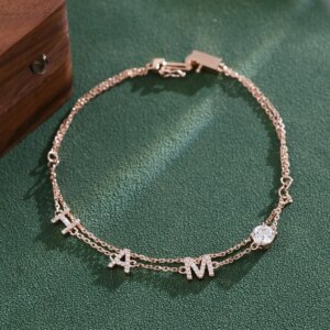 Provence solid 14K/18K gold dual-layer chain letter bracelet lab grown diamond bracelets for women Custom name Anniversary Gift