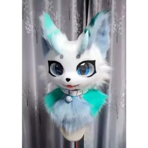 Fursuit Long Fur Husky Fox Mascot Head Party Halloween Fur Cosplay (Head)