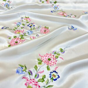 Heavy embroidery 30momme silkworm silk satin material National style vest coat blouse