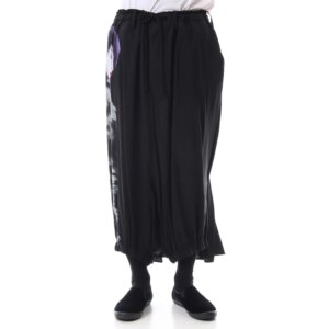 YOJI OOAK original design Portrait print asymmetrical wide leg pants design sense culottes loose pants