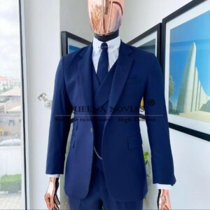 Classic Blue Groom Wedding Suits Single Breasted Men’s Blazer Customized 3-Piece Formal Occasion Man Banquet Dinner Party Dress