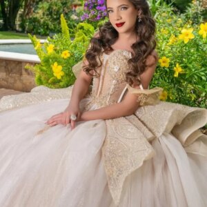 customized Shiny champagne colorQuinceanera Dresses Ball Gown Sweet 16 Dress Tull crystal applique Lace Birthday 15th Party Gown
