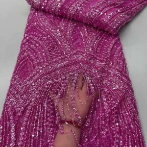 Luxury African Sequins Groom Lace Fabric 2025 High Quality Lace French Nigerian Beaded Lace Fabric For Wedding Dress Sewing