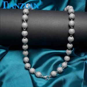 Moissanite Cuban Hip Hop Iced out Bling Cuban Link Chain 925 Sterling Silver Ball Chain Necklace Choker Jewelry For Men women