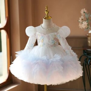 New Sequin Kids Dress for Girls Wedding Dress Princess Short sleeves Party Pageant Formal Gown For Teen Children Dress
