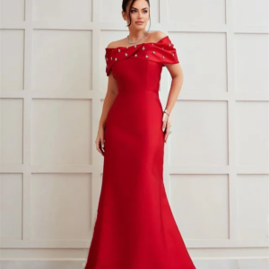 Little Daisy Customized Sizes Available Pleat Rhinestone Mermaid Off-the-shoulder Long Dresses Bespoke Occasion Dresses Matching