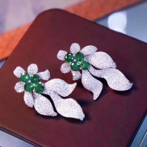 Leaf Flower Earrings For Women Fine Jewelry Luxury Jewelr Elegant Female Gift 925Sterling Silver With Cubic Zircon Free Shipping