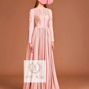 Customized Elegant Vintage Sweet Pink Applique Ruffle A-Line Button Customized Formal Occasion Prom Dress Evening Party Gowns