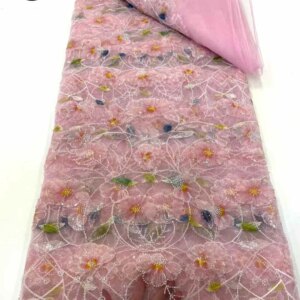 African Beaded Lace Fabric 2025 High Quality Nigerian Tulle Lace Fabric French Embroidery Beaded French Guipure Wedding Party