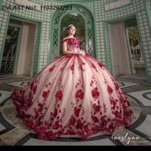 EVLAST Customized Mexican Red Floral Quinceanera Dress 2025 Ball Gown Applique Beading Corset Sweet 16 Vestido De 15 Anos E1Q96