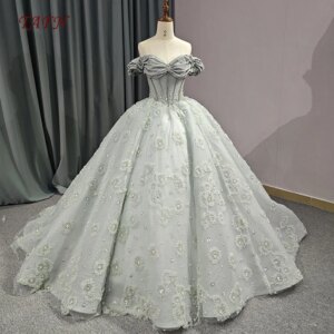TAFN Luxury Quinceanera Dresses Floral Lace Ball Gown A-line Off the Shoulder Sweep Train vestidos de 15 quinceañera Lace-up