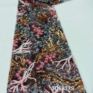 African Sequins Lace Fabric 2025 High Quality French Nigerian Lace Mesh Fabrics For Sewing Dress Wedding Party