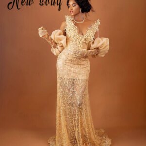 Scoop Neck Luxury Evening Dresses Sequined Mermaid Robe De Soiree Gold Long Party Gowns Floral Prom Dress Vestidos De Noite