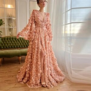 Customized Sparkle Exquisite Lace Applique Beading Ruched Cocktail Party A-line V-neck Bespoke Occasion Gown Long Dresses