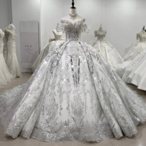 فستان عرس Off Shoulder O-Neck Wedding Dress Lace Up Keyhole Back Beading Crystal Embroidery Ball Gown Bridal Dress
