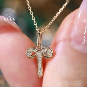 KUGG 100% 18K White or Yellow Gold Necklace Women Real Natural Diamond Pendant Necklace Fashion Aries Design High Party Jewelry
