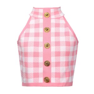 Summer 2024 new arrivals knitwear collection gold button sleeveless women fashion pullover