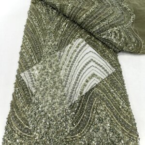 High -End Luxury French Mesh Beads Lace Fabric 2025 High Quality African Sequins Groom Lace Fabrics For Nigerian Wedding Dress