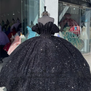 Shiny Glitter Ball Gown Princess Quinceanera Dress With Bow Sequins Customized 16 Party Gown Vestidos De 15 Años Wedding Gowns