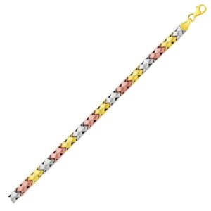 14k TriColor Gold Weave Design Bracelet