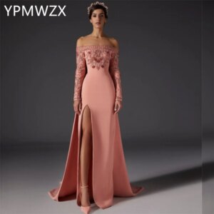 Customized Prom Gown Formal Women Party Occasion YPMWZX Sheer Straps Column Floor Length Skirts Vertically Bespoke Dres