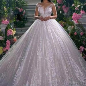 Elegant A-line Wedding Dress Romantic Lace Appliques Bridal Gown Charming Tulle Bridal Dress Customized Vestid Vestidos De Novia