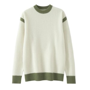 Autumn/Winter New Men’s 100% Merino Wool Knitted Sweater O-Neck Long Sleeve Contrast Sweater High Street Pullover