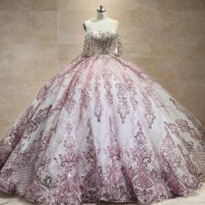 Pink Shiny Quinceanera Dresses Off Shoulder Ball Gown Sweet 16 Dress Beading Sequin Applique Lace Bow Tull Birthday Party Vestid