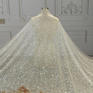 Luxury Lace Fabric Shiny Glitter Mesh Fabric With Heavy Beaded and Sequins Evening Dress Wedding Dress Fabric
