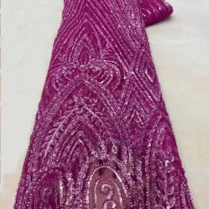 5 Yards Brown Beaded French Mesh Lace High Quality African Lace Fabrics With Gold Sequins Beaded Lace Fabric For Sewing KB4423