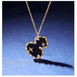 18k Gold Diamond Necklace Bracelet Earrings Gourd Blue Sands Pendant AU750