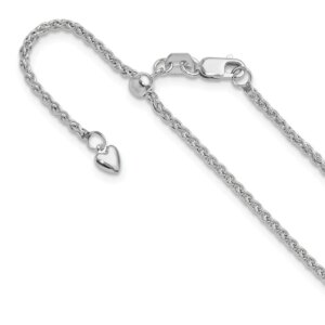 14K White Gold Adjustable 1.6mm Semisolid Spiga Chain