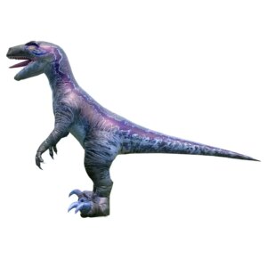 Inflatable Dinosaur Costume Realistic Raptor Blue Dinosaur Costume Animal Cosplay for Halloween Party