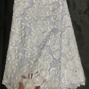 Latest French African Swiss Lace Fabric White Nigerian Guipure High Quality Lace Fabric With Stones For Wedding Dress Party