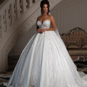 Charming Sweetheart Wedding Dress 2025 Luxurious Beaded Bridal Gown Formal Round Neck Sequined Floor-length Gown Customized