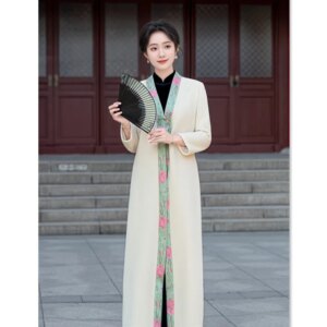 Fashion Improvement New Chinese Style Long Cheongsam Qi Pao Coat Winter National