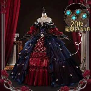 COSER TRIBE Identity V Marie Bloody Queen Game Suit Elegant Dress Uniform Cosplay Costume Halloween Carnival Party Outfit Women