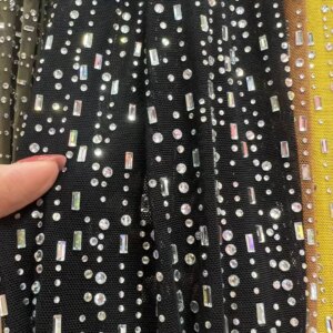 New Black Fashion Africa Fabric 2024 Super Top Quality Heavy Handmade Beads Rhinesrones Net Lace For Party Evening Dresses HS