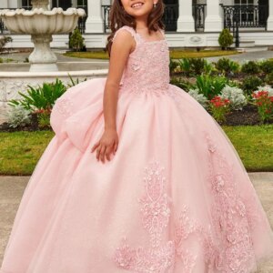 Pink Mini Quinceanera Dresses Mexican Ball Gown Tulle Appliques Flower Girl Dresses Weddings Pageant Dresses Kids Customized