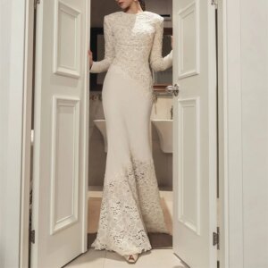 ROYET Lace Applique Flower Luxury Evening Dress For Woman Long Sleeve Mermaid Floor Length Elegant Prom Gown Customized 2025
