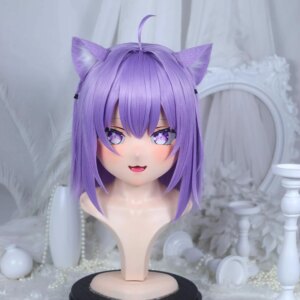 Customize Character Female/Girl Resin Kig Full Head With Lock Anime Cosplay Japanese Anime Kigurumi Mask