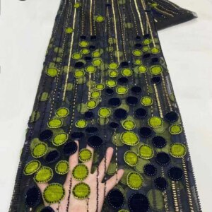 Luxury Velvet Mesh lace fabric African beaded lace 2025 High quality French sequin embroidered lace fabric wedding dress 5 Yards