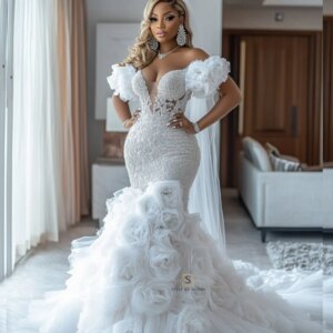 Romantic Wedding Dresses African Girls 2025 Exquisite Handmade-Flower Crystals Applique Long Party Gowns Women Luxury Customized