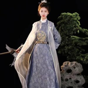 Daily Hanfu Men’s and Women’s Same Ancient Style round Neck Gown Spring Autumn Wide Sleeve Suit