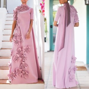 Customized s Flower Cocktail Party A-line High Collar Bespoke Occasion Floor Length